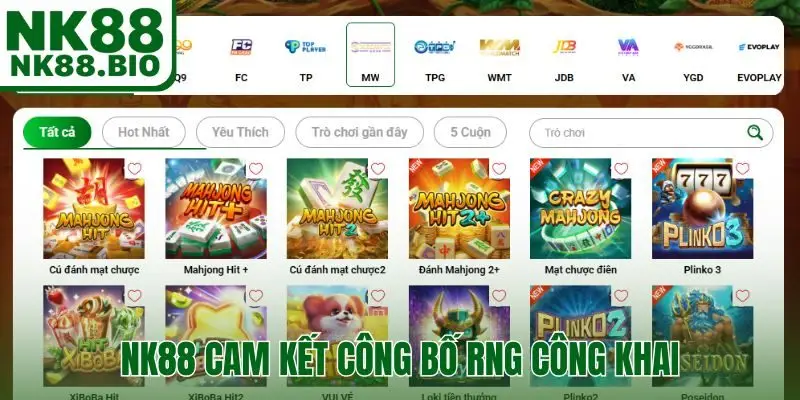 NK88 cam kết công bố RNG công khai, tỷ lệ minh bạch tối đa